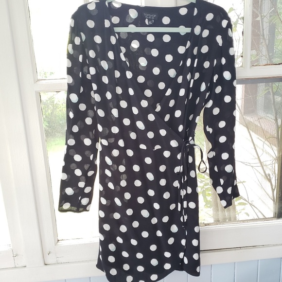 Topshop Dresses & Skirts - Topshop Polka Dot Wrap Mini Dress